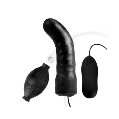 6 Inflatable Vibrating Curved Dildo Black 6 Inch