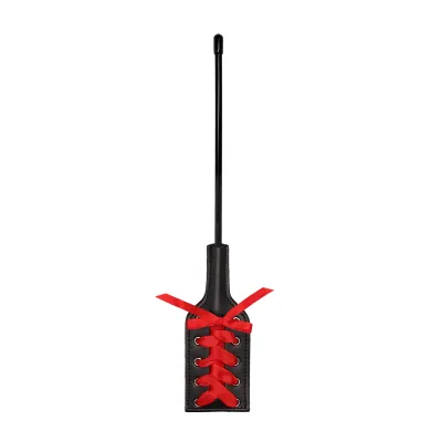 Ouch Crop Black Rectangle with Red Lace