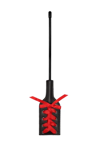 Ouch! Crop - Black Rectangle with Red Lace