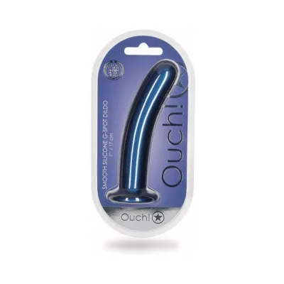 Realistic Dildos Shots Ouch Smooth Silicone 7 In G spot Dildo Metallic Blue