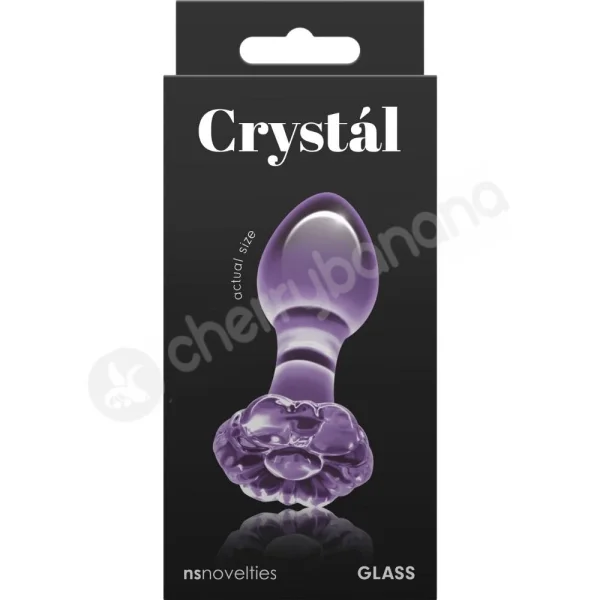 Crystal Flower Purple Glass 2.8" Butt Plug
