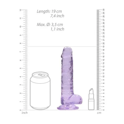 Realistic Dildo With Balls 7 Inch Purple 7 Inch