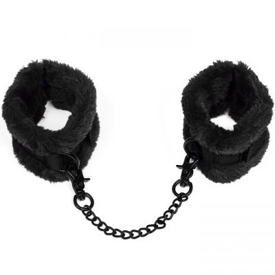 Bondara Soft Touch Black Furry Wrist Cuffs