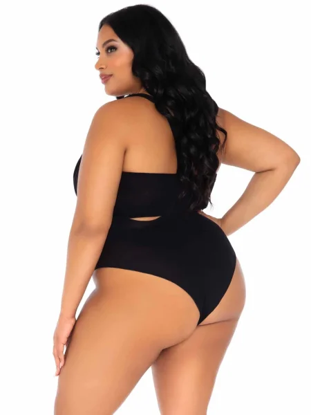 2 Pc Bandeau and Suspender Bodysuit - 1x-2x -  Black