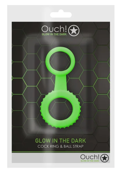 Ouch! Glow in the Dark Dual Cock Ring and Ball Strap — image 5 of 10