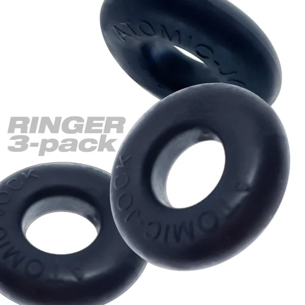 Oxballs Ringer Stretchy Cock Ring Set of 3 - Night Black