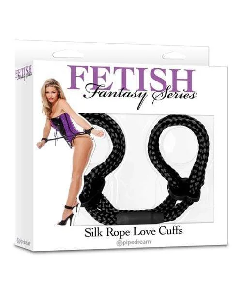Fetish Fantasy Series Silk Rope Love Cuffs - Black