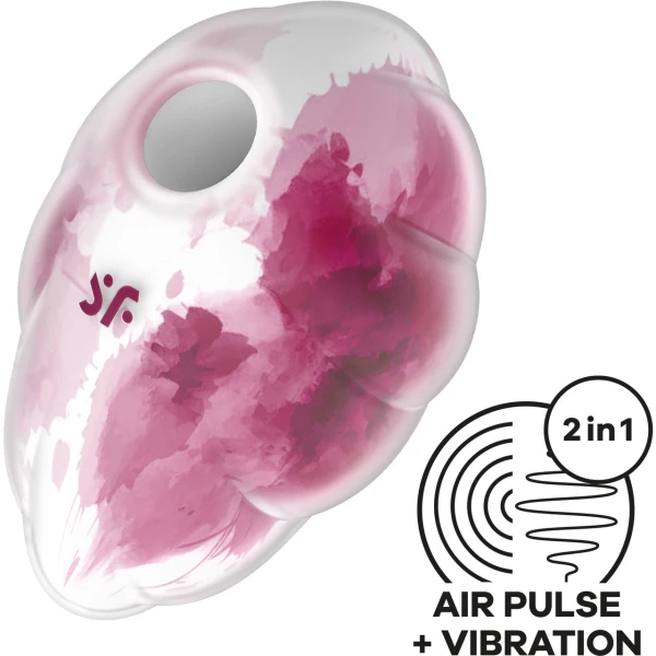 Satisfyer Cloud Dancer Rechargeable Waterproof Silicone Air Pulse Clitoral Vibrator - Red & White