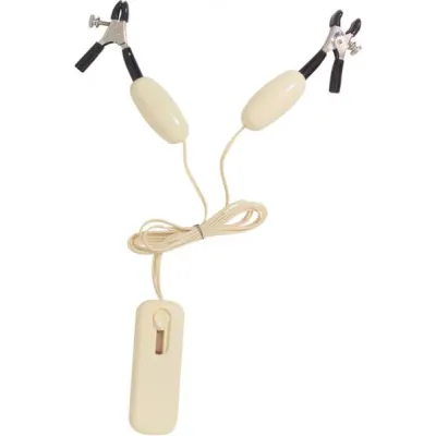 Vibrating Jumper Cable Nipple Clamps Ivory