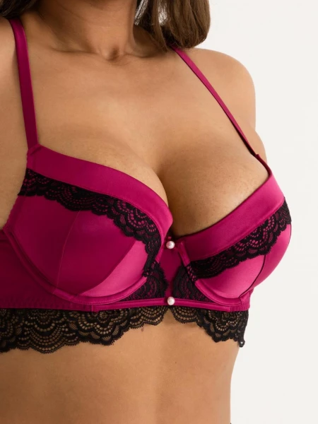 Lovehoney Plus Size Satin Romance Purple Push-up Bra