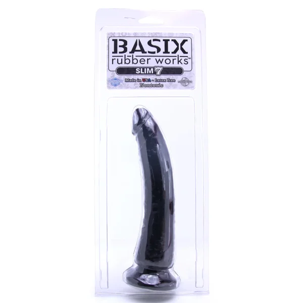 Basix Rubber Works - Slim 7 Inch With Suction Cup - Black