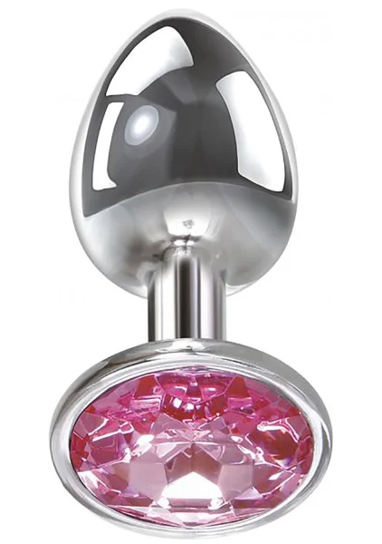 Adam & Eve Pink Gem Anal Plug Small - Silver/Pink