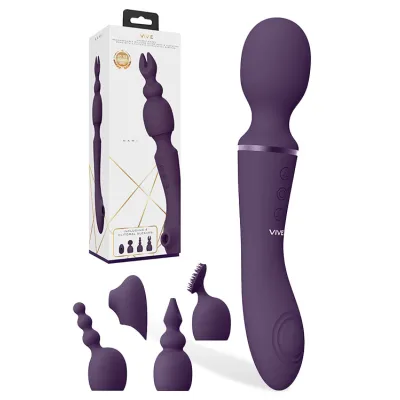 Shots Toys 8 6 Nami Dual Ended Massager Wand with Interchangeable Attachments