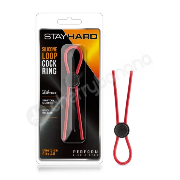 Stay Hard Red Silicone Loop Cock Ring