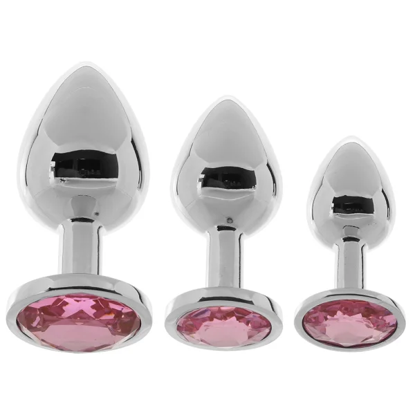 Adam & Eve Pink Heart Gem Anal Plug Set