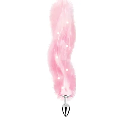 Foxy Tail Light Up Faux Fur Butt Plug Pink Plug Pink