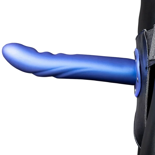 Textured Curved 8 Inch Hollow Strap-On