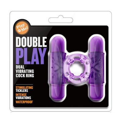 Play With Me Double Play Purple Dual Vibrating Cock Ring