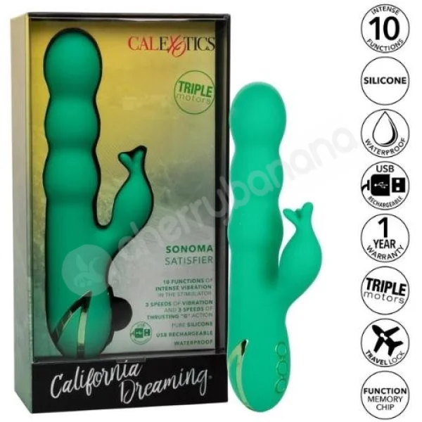 California Dreaming Sonoma Satisfier Thrusting G-Spot Shaft Vibrator With Triple Flickering Clit Stimulator