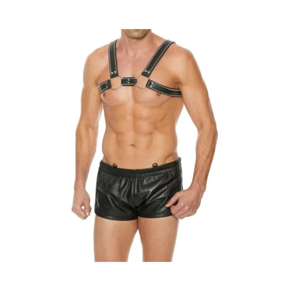 Premium Leather O-ring Zipper Series Bulldog Harness S/m Black