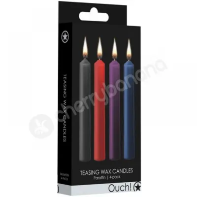 Ouch Teasing Paraffin Wax BDSM Candles Mixed Colour 4 Pack