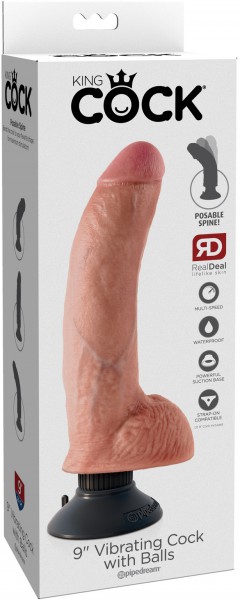 9" Vibrating Cock + Balls