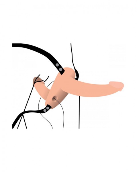 Power Pegger Silicone Vibrating Double Dildo With Harness