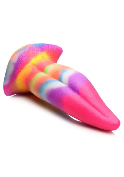Unicorn Tongue Rainbow Glow In The Dark 7.4" Silicone Suction Cup Dildo By Creature Cocks