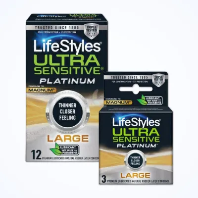LifeStyles Ultra Sensitive Platinum Large Condoms Ultra Thin