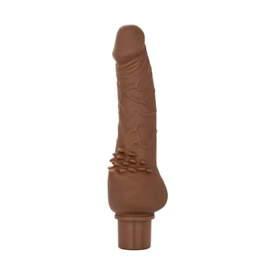 Rechargeable Power Stud Cliterrific Vibrating Dildo Brown 7 5 Inch