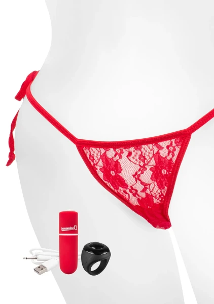 Charged My Secret Rechargeable 10 Function Remote Control Panty Vibe By Screaming O - Red