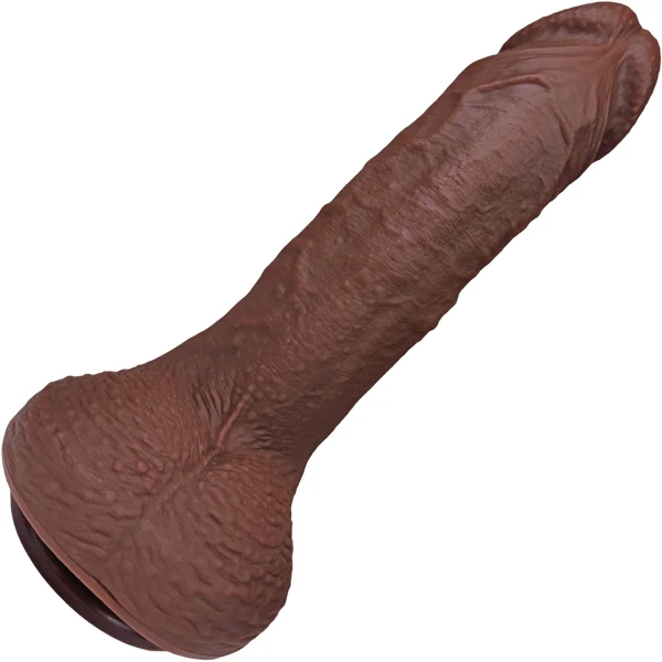 The Thriller 6.5 Inch Silicone Realistic Dildo With Balls & Suction Cup Base By Fukena - Chocolate