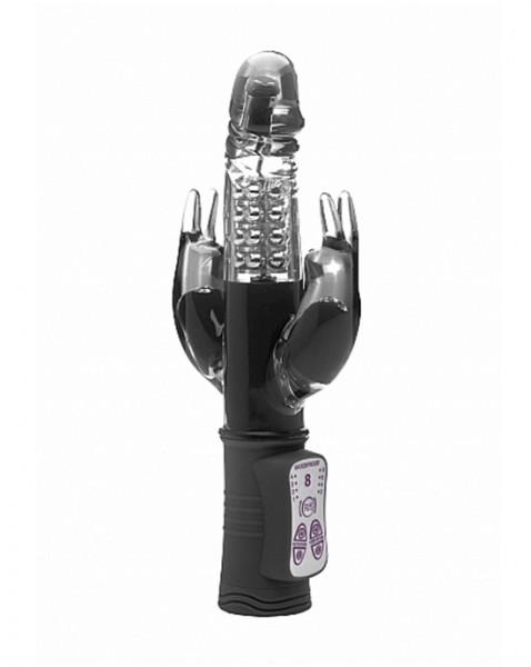 Laci Double Rabbit Rotating Triple Motors 8 Speeds - Black