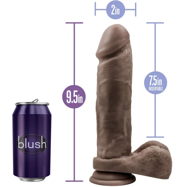 Au Naturel 9.5 Inch Sensa Feel Dual Density Dildo With Balls By Blush - Chocolate