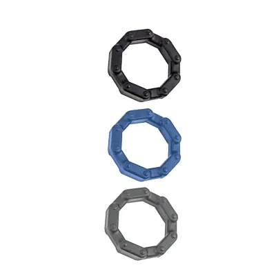 Anal Ese Chainlink Cockrings Black blue grey