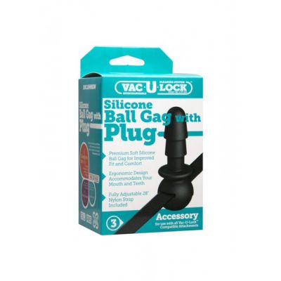 Vac U Lock Silicone Ball Gag with Plug