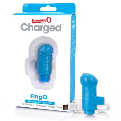 Charged FingO Rechargeable Finger Vibe by Screaming O Blue