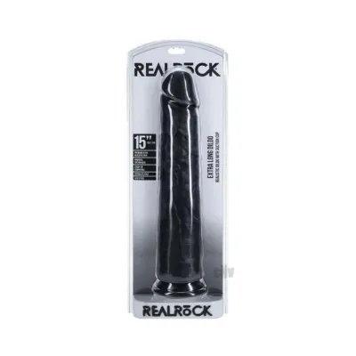 Extreme Dildos Realrock Extra Long 15 In Dildo Black