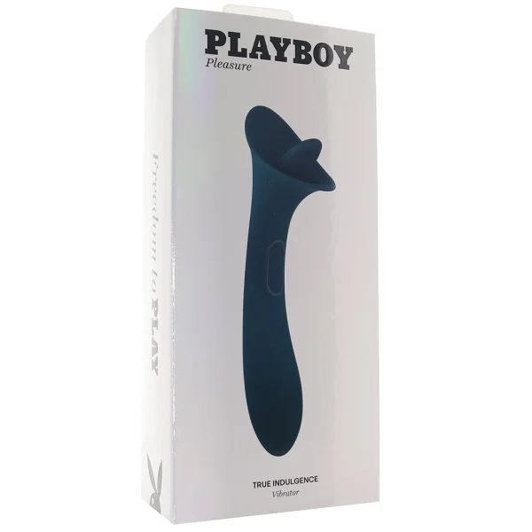 Playboy Pleasure True Indulgence Rechargeable Silicone Double Ended Tongue Stroking Vibrator - Teal