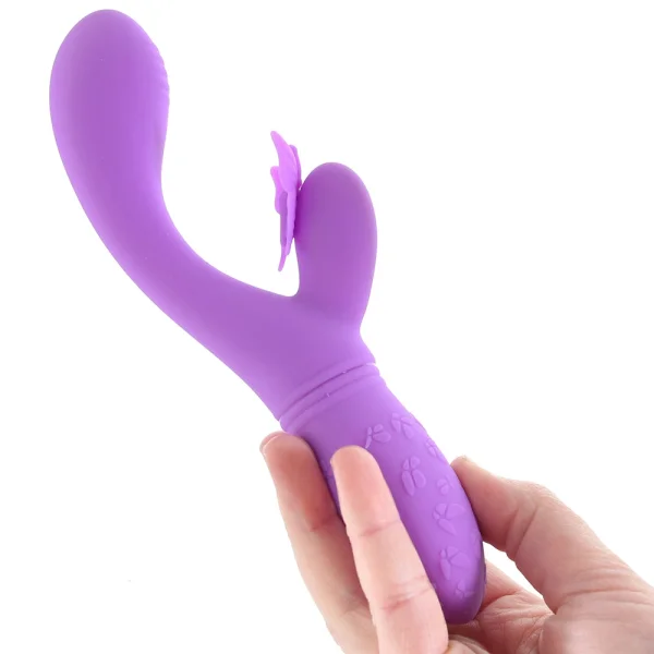 Rechargeable Butterfly Kiss Silicone Flutter Dual Stimulation Vibrator By CalExotics - Purple