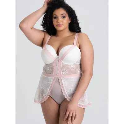 Lovehoney Plus Size Vintage Bliss Ivory Crotchless Open BackSkirted Body