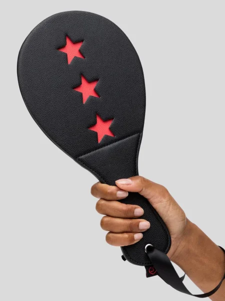 Bondage Boutique Faux Leather Slapper Spanking Paddle with Red Stars