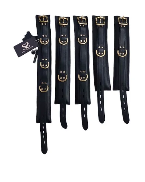 Bound X Padded Calfskin Cuffs And Collar Set