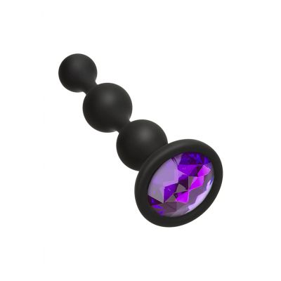 Booty Bling Wearable Silicone Beads Purple Vibrating Butt Plug