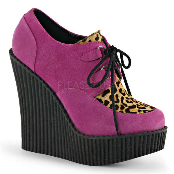 5 1/4 inches Wedge PF Lace-Up Creeper w/Leopard Print Accents — image 9 of 12