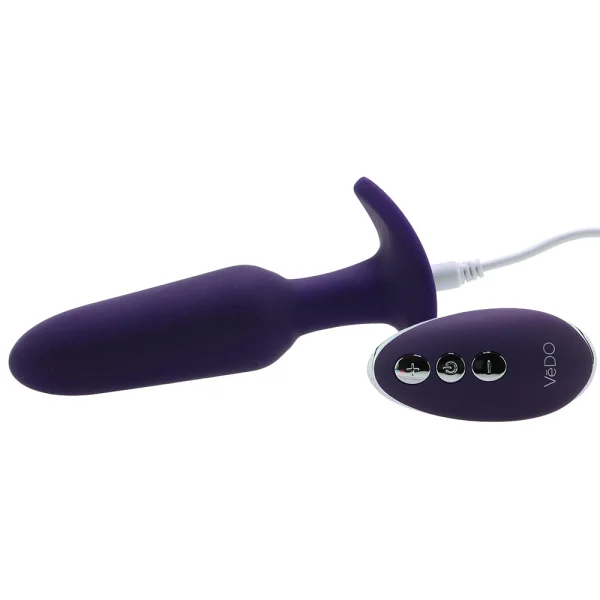 Bump Plus Silicone Rechargeable Vibrating Butt Plug With Remote by VeDO - Purple
