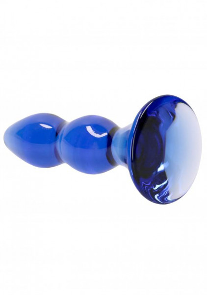 Pleaser Blue Glass Butt Plug by Chrystalino