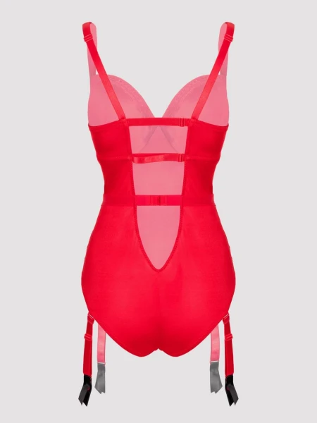 Lovehoney Plus Size Seduce Me Red Push-Up Crotchless Teddy