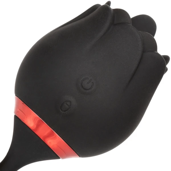 French Kiss Elite Lover Rotating Bullet Vibe & Flickering Tongue Clitoral Stimulator By CalExotics - Black