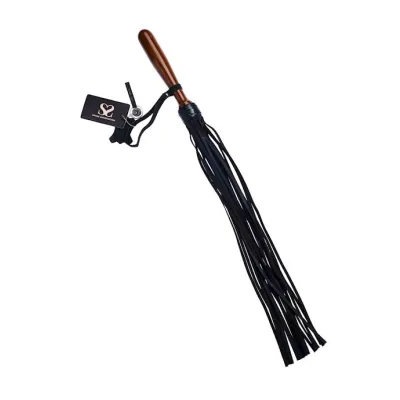Bound X Nubuck Leather Flogger With Dark Wooden Handle